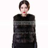 CX-G-B-122B Women Genuine Fur Clothing Fashion Real Raccoon Fur Vest thumbnail-3