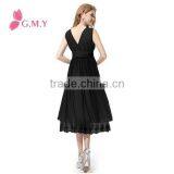 Women's Double V-neck Lace Sweep Backless Night Party Cocktail Dress thumbnail-4