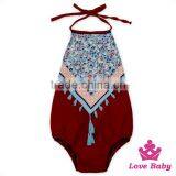 HYB150 Lovebaby Wholesale Backless Summer Cool Sleeveless Cotton Romper With Pom Pom ,hot Cotton Brand Clothing thumbnail-2