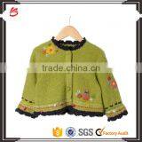 2017 High Quality Floral Dotted Girls Kids Knitwear in Grass Green Girls's Cardigan thumbnail-1