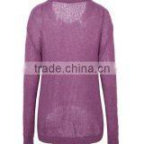 Wholesale Beautiful Purple v Collar Ladies Latest Wool Knitted Sweater Design With High Grade thumbnail-4