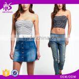 2017 China Manufacturer Shandao Custom Women New Summer Sexy Design Strapless Bodycon Striped Cotton Spandex Top Cropped thumbnail-1