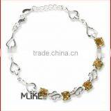 Heart 925 Silver Bracelet With CZ Stone M3002 thumbnail-1