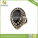 Big Water Drops Black Ring For Women Plating Gold Mosaic CZ Zircon Turkey Jewelry Vintage Wedding Fine RING thumbnail-1