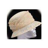 Comfortable Beige Abaca Church Ladies Sinamay Hat Adjustable Sweatband thumbnail-1
