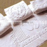 100% cotton Customized woven logo solid color jacquard bath mats