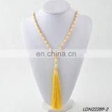 Colorful Knoted Wooden Beaded Tassel Necklaces thumbnail-2