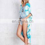 Batwing Short Sleeve Silk Tie Dye Print Kimono, High Quality Ladies Kimono thumbnail-6