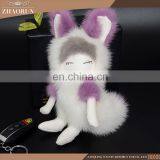 China Supplier High Quality Keychain Genuine Rabbit Fur Ball Key Ring thumbnail-1