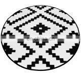 Black And White 7x7' Round Reversible Polypropylene Outdoor Rug Patio/Deck Camper Beach Mat/Reversible Picnic Carpet RV Mats thumbnail-3