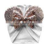 Baby Cotton Toddler Tabbit Ear Hat Kids Set Big Glitter Bow Soft Cute Knot Nursery Beanie Hat Wholesale Girls thumbnail-5