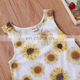 Baby Girl Romper Sunflower Print Summer Sleeveless Vest Jumpsuit for 0-24M thumbnail-3