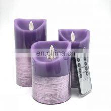 Moving Wick Flameless LED Candle Purple OEM ODM Drawing Paraffin Wax Candle