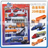 Mini Qute 20 in 1 kid Die Cast pull back alloy engineering fire fighting police truck vehicle car educational toy NO.MQ W630