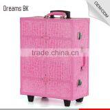 Fashional Design Pink Lighted Mirror Cosmetic Makeup Beauty Trolley Carring Case thumbnail-2