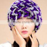 New Style Colorful Genius Lady Rex Rabbit Fur Thick Thread Female Beanie thumbnail-4