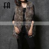 Factory Wholesale Fashion Two Tone Real Lamb Fur Vest thumbnail-2