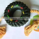 LG. Tire Dog Toy of 2knots Rope
