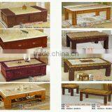 Marble Top Tea Table Set With Wood Side thumbnail-5