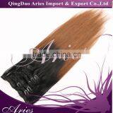 Full Head Clip in Hair Extensions Ombre One Piece 2 Tones Wavy Curly Black Brown Blonde thumbnail-1