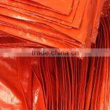 PE Woven Fabric Tarpaulin Double Orange Custom Size High Tensible Leno Woven Fabric Striped Hem 1 Meter Interval Freezen-proof thumbnail-3