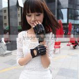Womans Half Finger PU Leather Gloves