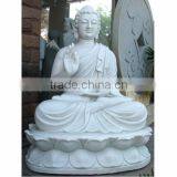 Shakyamuni Buddha Statue for Pagoda Temple White Marble Hand Carving Sculpture thumbnail-1