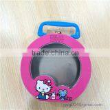 Free Sample Exsiting Mould Delicate New Round Kids Tin Lunch Box With Plastic Handle