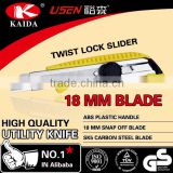 Plastic handle 18mm blade Screw-lock slider cutter knife