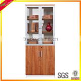 Melamine laminated wooden filing cabinet with glass door