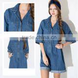 Women's Jeans Jumpsuits Short Sleeve With Chest Pocket Jumpsuits Rompers thumbnail-3