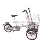 Red folding electric tricycle cargo bike
