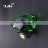 2 1/9 Inch Vintage Solid Brass Base Forest Green Glass Knobs for Cabinets thumbnail-2