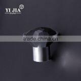 1 1/3 Inch Black T Shape Brass Base Chrome Plated Glass Knob