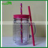 Double Wall Plastic Mason Jar Tumbler With Straw and Handles thumbnail-1