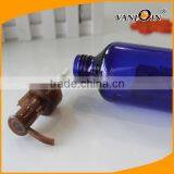 200ml Cobalt Blue Boston Round Pleastic Bottle With Brown Lotion Pump thumbnail-3