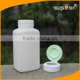 Custom Logo Nature White Rectangular HDPE Pill Bottles With Flip Cap 190cc