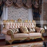 Luxury Palace Noble Living Room Furniture Solid Wood Hand Carved Genuine Leather Sofa Set thumbnail-4