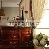 Luxury French Rococo Style Red Wood Carving Console Table /Palace HandMade Home Decorated Sideboard Cabinet With Mirror thumbnail-1