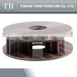 Modern Black Hand Craverd Travertine Top End Table thumbnail-3