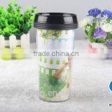 BPA Free Paper Insert Plastic Cup 12oz Double Wall Paper Cup thumbnail-6