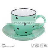Cheap 8oz Tea Cup and Saucer Green Stoneware Cup and Saucer thumbnail-6