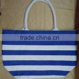 Natural Canvas Stripe Print Tote Bag - One Color Stripe - Fashionable Ecofriendly thumbnail-4