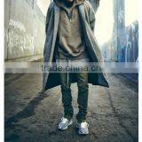 Male Autumn Solid Color Hoodie Zipper Side Open Cap Unlined Upper Pullover Garment With 1/3 Front Zipper thumbnail-4