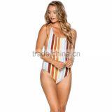 Dropped Arm Holes Crew Neckline Womens One Piece Scooped Back Neckline Swimwear Customize 80% Nylon 20% Spandex Material Stretch thumbnail-3