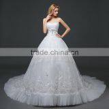 MGOO High Quality Empire Hand Work Tail Wedding Dress Korea Style Bridal Strapless Dress Italian Wedding Dress Sleeveless thumbnail-2