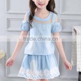 zm35701a baby girls jeans shirt and skirt fashion boutique clothing set