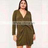 Olive Green Long Sleeve Short Dresses 7xl Plus Size Fat Lady Clothing thumbnail-3