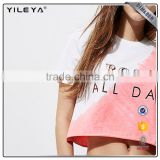 2017 o-neck new fashion design mix color casual crop top for woman