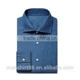 Denim Fabic Spread Collar Shirt for Men Long Sleeve Shirt for Men Washed Shirt thumbnail-1